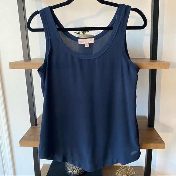 PHILOSOPHY Navy Blue Sleeveless Blouse - Picture 1 of 3